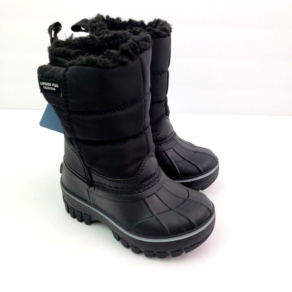 London Fog Collection Baby Toddler Size 5 Black Pull On Warm Winter Snow Boots - Picture 1 of 10